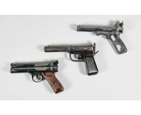 A .22 Calibre Air Pistol by Webley, Model Premier, serial no. 1150, blued steel barrel and action, composite grips, 9ins over