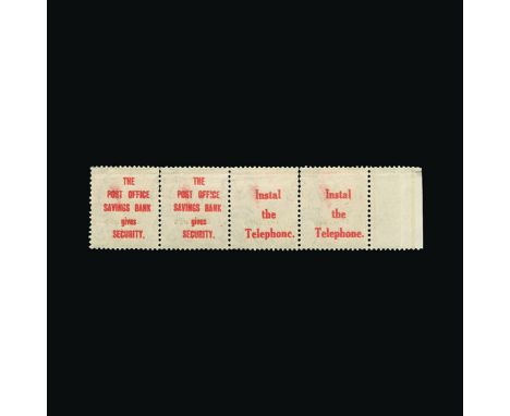 Great Britain - KGV : (SG (357s)) 1912 1d scarlet, marginal horizontal strip of 4, each ovptd. SPECIMEN Type 23, and with 192