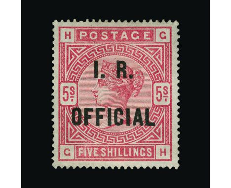 Great Britain - Officials : (SG O9) 1884-88 INLAND REVENUE  5s rose, GH, light creasing at bottom, slightly faded, unused no 