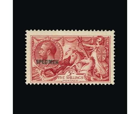 Bradbury Wilkinson Collection : GREAT BRITAIN 1918-19 Seahorses 5s. With 'SPECIMEN' type 32 overprint, fine mint, cernered to