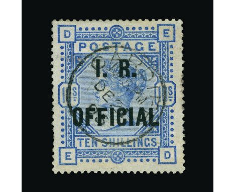 Great Britain - Officials : (SG O10) 1884-88 INLAND REVENUE 10s pale ultramarine, ED, centred slightly to NW, light central C