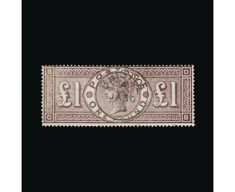 Great Britain - QV (surface printed) : (SG 185) 1884 Crowns £1 brown-lilac, OB, centred to top, light central BRISTOL cds, fa