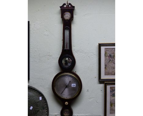 AN EARLY 19th.C.MAHOGANY CASED BANJO  BAROMETER.