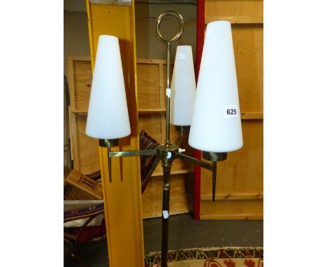 A CIRCA 1960'S CONTINENTAL THREE LIGHT FLOOR LAMP AND SIMILAR SIX LIGHT CHANDELIER.