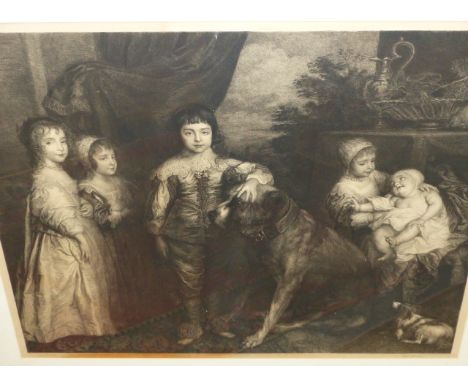 AFTER VAN DYCK.   A FAMILY PORTRAIT PRINT.   65 x 82cms.