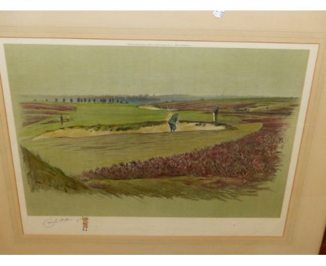 CECIL ALDIN.  (1870-1935)  WALTON HEATH-OLD COURSE-THE SEVENTEENTH, A SIGNED COLOUR PRINT.   42 x 54cms.
