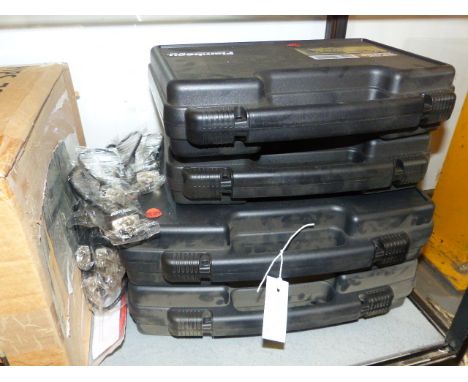 FOUR NOS PISTOL BOXES, A QTY OF AIRGUN SECURITY LOCKS AND FOUR TREE MOUNT HUNTING SEATS.  (QTY)
