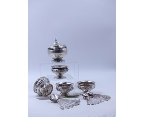 A SET OF FOUR VICTORIAN SILVER SALT CELLARS DATED 1869-70 LONDON FOR HENRY HOLLAND (OF HOLLAND, ALDWINCLE & SLATER) TOGETHER 