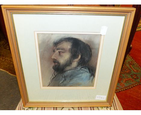 BOHUSLAV BARLOW.  CONTEMPORARY.  ARR.   PORTRAIT OF A SEATED WOMAN, SIGNED PASTEL.   62 x 48cms TOGETHER WITH A SMALL PORTRAI