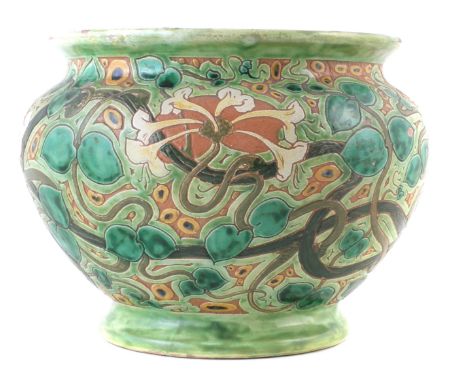 Della Robbia jardinière, incised by Cassandra Annie Walker with a bold Art Nouveau pattern, dated 1899, 57 shape number to ba