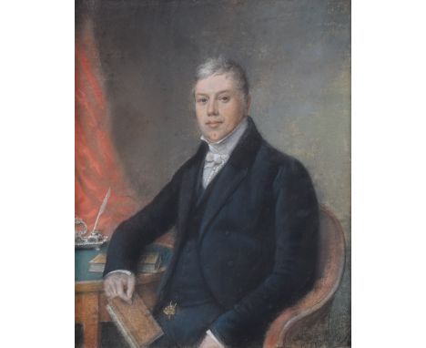 Charles Hayter (British, 1761-1835), Portrait of a seated gentleman, signed and dated 1835, pastel, 25 x 19.5cm, 9.75 x 7.75i