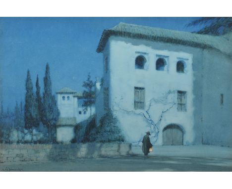 Albert Moulton Foweraker (1873-1942), "The Generalife, Granada", signed, titled on mount, watercolour, 34 x 50.5cm, 13.5 x 20