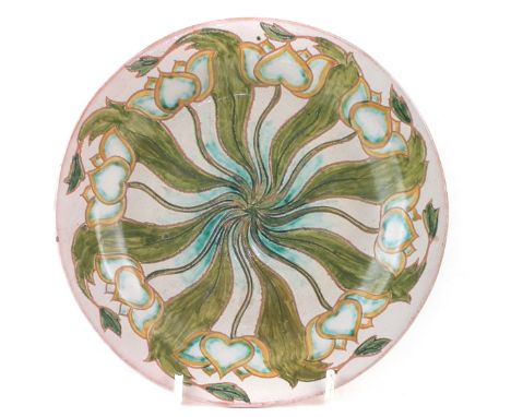 Della Robbia plate, incised by Charles Collis and painted by Tom Hall, shape 518, 21cm diameter CONDITION REPORT: Small glaze