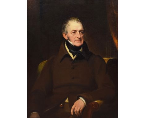 English School, 19th century, Portrait of a seated gentleman, unsigned, oil on canvas, 90 x 69.5cm, 35.5 x 27.25in.Condition 