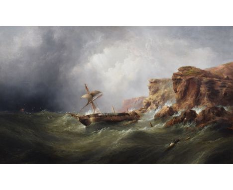 Henry Redmore (British, 1820-1887), Shipwreck off the coast, signed and dated 1878, oil on canvas, 59.5 x 100.5cm, 23.5 x 39.
