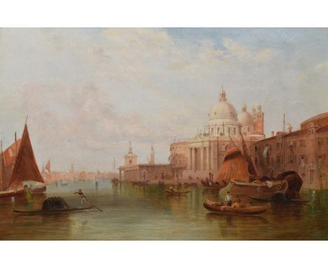 Alfred Pollentine (British, 1836-1890), Venetian canal scene with gondolas and boats, signed and dated '88, oil on canvas, 38