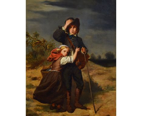 Henry Platt (fl.1825-1865), "An Approaching Storm", initialled, titled on label verso, oil on panel, 53.5 x 42.5cm, 21 x 16.7
