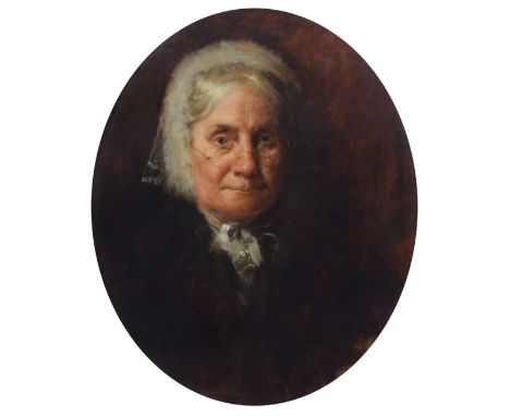 C. Brugher, 19th/20th century, Portrait of an elderly lady, indistinctly signed, oval, oil on canvas, 59 x 48cm, 23.25 x 18.7