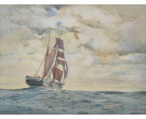 James Scrimgeour Mann (British, 1883-1946), "The Old Timer", signed twice, titled on label verso, watercolour, 33.5 x 43.5cm,