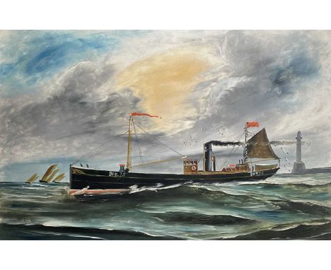 W.E.D. (20th Century British School, Pier Head Artist) Ships Portrait, Coastal Steam Vessel BFK75Oil on board Signed with ini