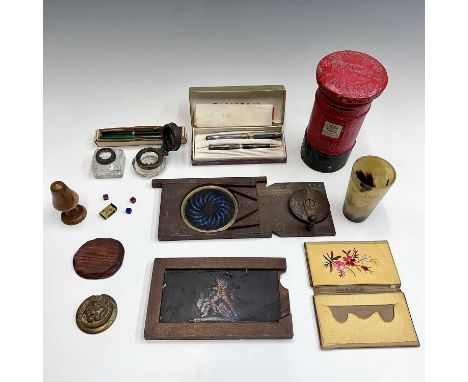 A Carpenter and Westley mechanical magic lantern slide, 'The Chromatrope or Artificial Fireworks', width 28cm, another slide,