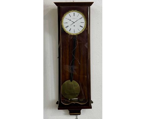 A Vienna regulator single weight wall clock, by Anton Mayer, circa 1850, the movement with white enamel dial and ornate gilt 