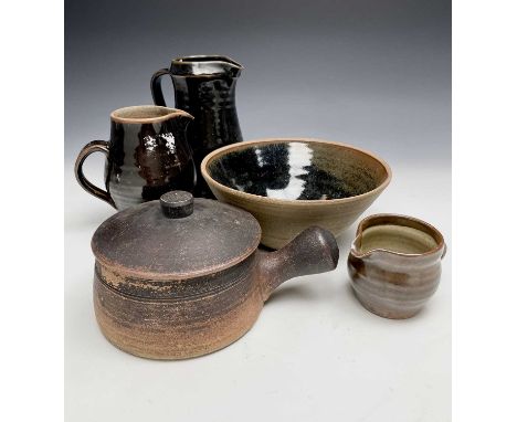 Five Leach St Ives studio pottery standard wares.
