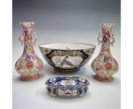 A Booth's earthenware large bowl, decorated in the Worcester style with birds and foliage on a scale blue ground, diameter 28