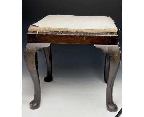 A George III style mahogany stool, raised on cabriole legs and pad feet, height 48cm, width 50cm, depth 42cm.Provenance:Micha