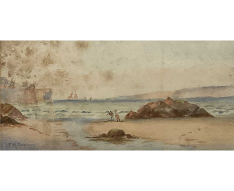 E M TRENERRY (XIX-XX)Harbour scene with luggersOil on canvasSigned and dated 191037.5cm x 47.5cmAnd another watercolour by th
