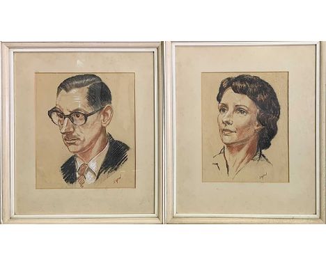 Hyman SEGAL (1914-2004)Two portrait studiesPastelSigned19.5cm x 25cm and 22cm x 26cm  