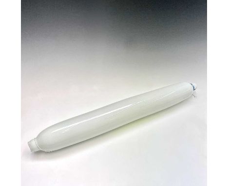 A large Victorian opaque glass rolling pin of typical cylindrical form. Length 75cm. 