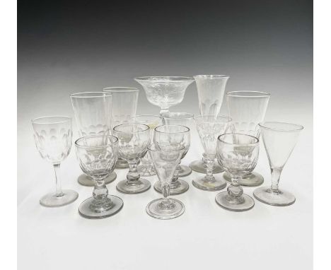 A collection of Georgian and later wine and other drinking glasses. Box.Provenance:Michael Trethewey. A Gentleman of Taste.We