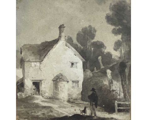 A charming watercolour of a hound and his master returning homeWatercolourIndistinctly signed to the verso19cm x 17cmProvenan