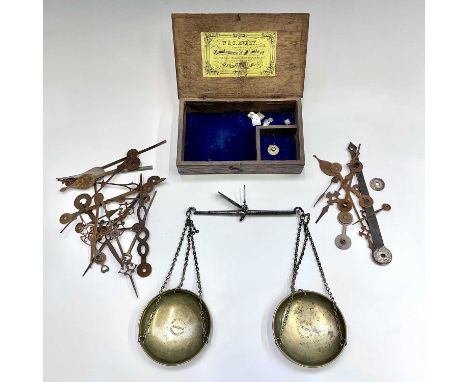 A set of W &amp; T Avery (late T Beach) travelling brass and steel scales, in an oak case, the top inscribed 'J.D.W&amp;Co 18