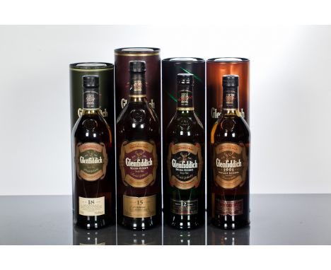 GLENFIDDICH ANCIENT RESERVE 18 YEAR OLD
Single Speyside Malt Whisky. 70cl, 40% volume, in tube.
GLENFIDDICH SOLERA RESERVE 15