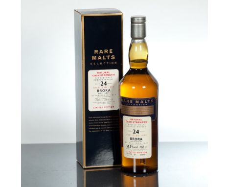 BRORA 24 YEAR OLD RARE MALTS 
Natural cask strength single Highland malt Scotch whisky. Distilled 1977, bottled October 2001.