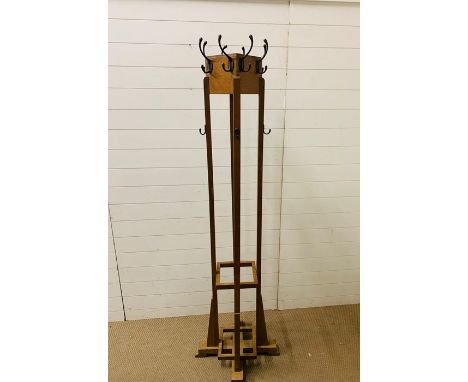 An Art Deco Walnut Coat and Stick Stand