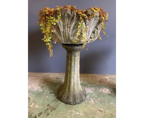 A reclaimed garden planter on down swept base (H80cm Dia50cm)