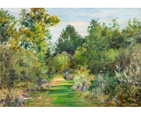 Julian Klein von Diepold1868 Dortmund - 1947 Norderney - "Im Kurpark Norderney" - Öl/Lwd. 34 x 47,5 cm. Sign. r. u.: J. Kl. v