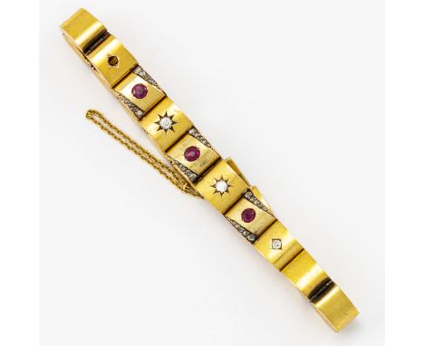 FABERGÉ - Russisches Armband mit SternfassungFa. Fabergé, Russland. St. Petersburg, um 1870 - 1880. 56/- (585/)- Gelbgold, ge