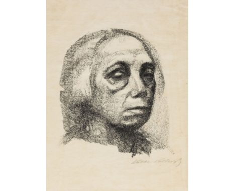 Käthe Kollwitz1867 Königsberg - 1945 Moritzburg - "Kleines Selbstbildnis" - Lithografie/Japan. 23 x 21 cm, 35,8 x 30,5 cm. Si