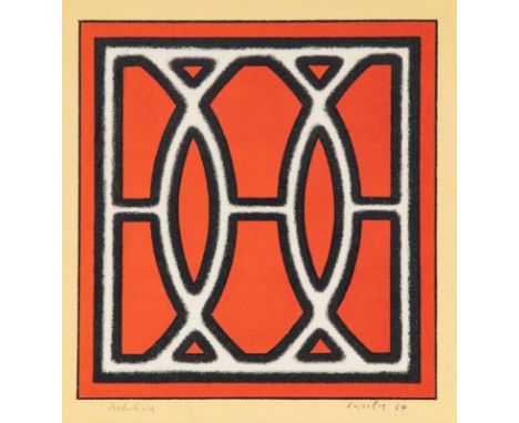 Arnold Leissler1939 Hannover- 2014 Hannover - Komposition - Farblithografie/Papier. Probedruck. 20 x 19 cm, 23 x 21 cm (Passe