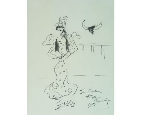 Jean Cocteau1889 Maison Lafitte - 1963 Milly la Forêt - Spanische Tänzerin - Kohle/Papier. 31,8 x 24 cm. Sign. bez. und dat. 