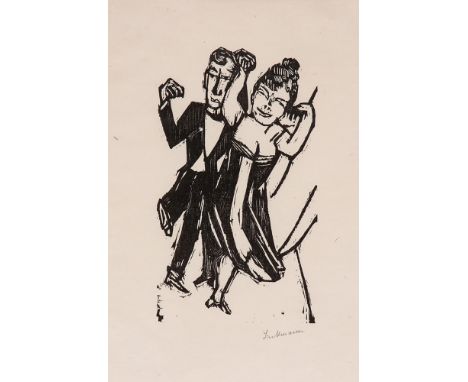 Max Beckmann1884 Leipzig - 1950 New York - "Kleines tanzendes Paar" - Holzschnitt/Papier. 17,2 x 10 cm, 30,6 x 22,7 cm. Sign.