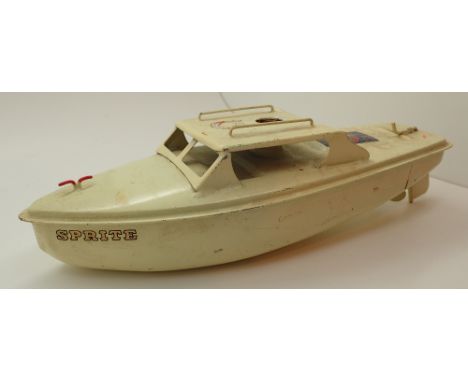 Vintage tin plate Sutcliffe model clockwork motorboat 