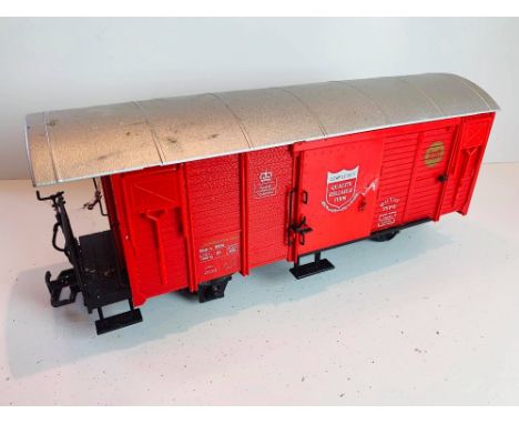 Train G Gauge Sliding Door Box Van Wagon Red/Silver - Unboxed