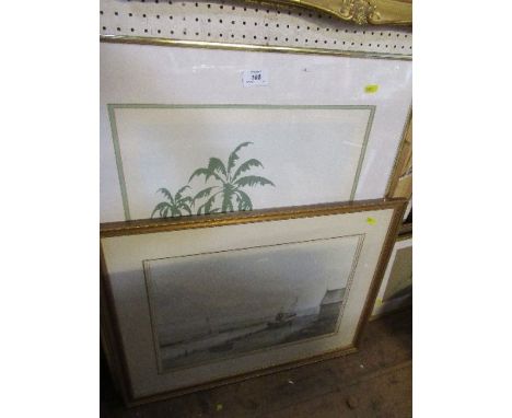 A limited edition colour print, Shore, signed in pencil, 23ins x 17ins, together with a watercolour by Robert Horne