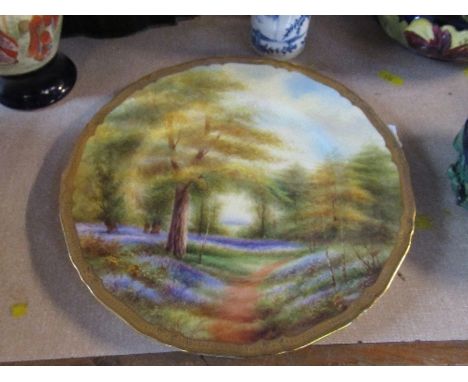 A Royal Worcester cabinet plate, decorated with a view of Bluebells Kew Garden, diameter 11ins