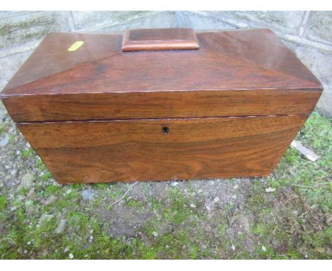 A 19th century sarcophagus shaped rosewood tea caddy, width 14ins x height 8.5ins